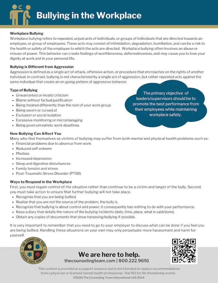 TCTI Wellness Flyer Bullying in the Workplace 02.2024 Wellness Library