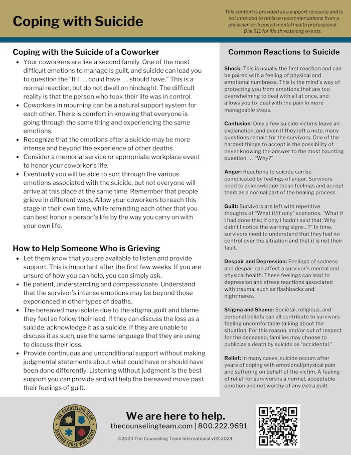 TCTI Wellness Flyer Coping with Suicide 02.2024 Wellness Library