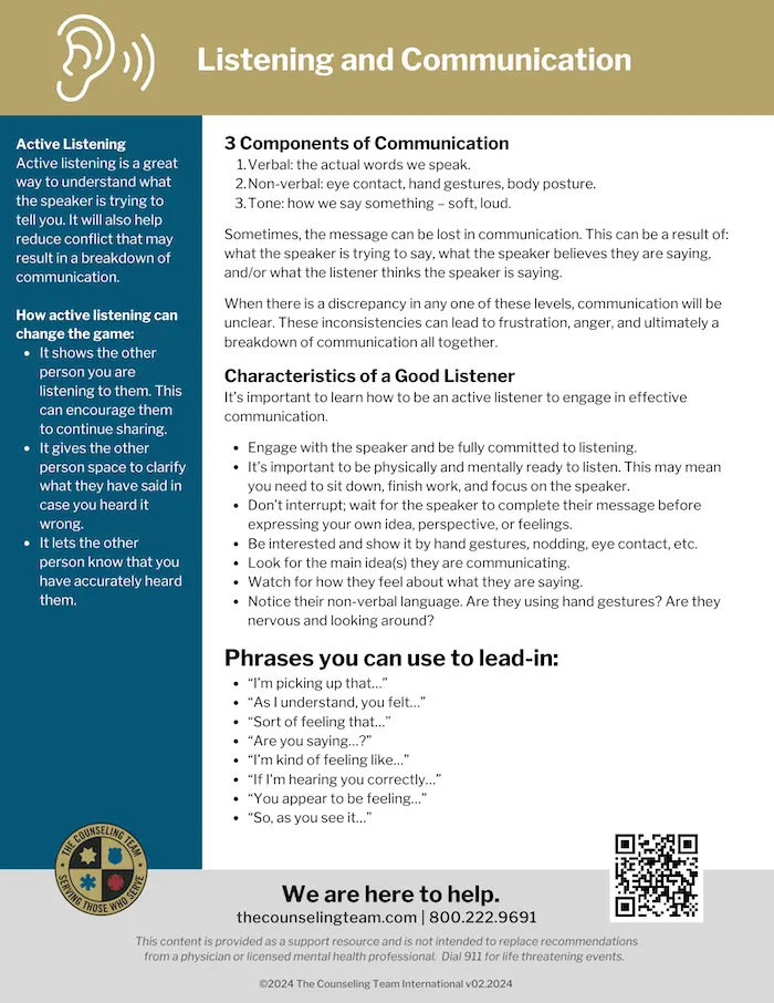 TCTI Wellness Flyer Listening Communication Skills 02.2024 Wellness Library