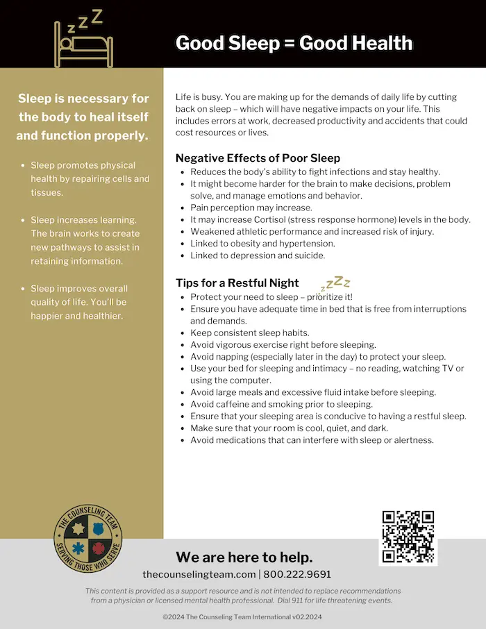 TCTI Wellness Flyer Sleep Disorders 02.2024 Wellness Library